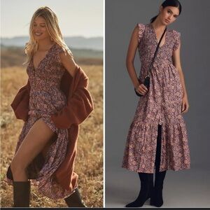 Anthropologie Peregrine Midi Dress Bohemian Floral XS